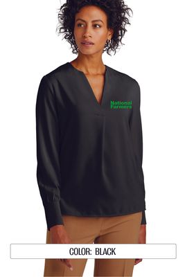 NF- Brooks Brothers Women’s Open-Neck Satin Blouse BB18009