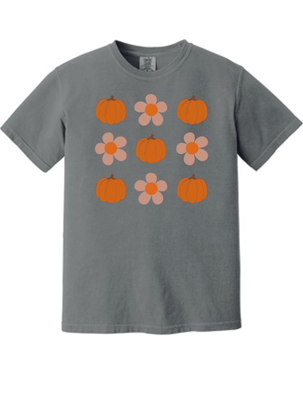 Fall - Comfort Colors Heavy Cotton T-shirt _ Pumpking Grid 1717