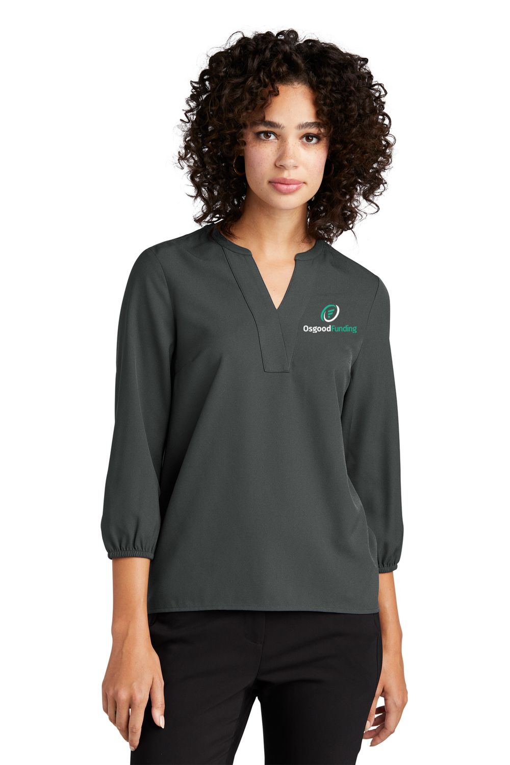 OF - Mercer+Mettl Women&#39;s Stretch Crepe 3/4-Sleeve Blouse MM2011