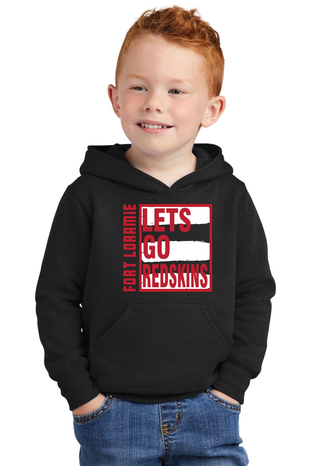 FORT LORAMIE Port &amp; Company® TODDLER Core Fleece Pullover Hooded Sweatshirt _ LETS GO _FLCAR78H