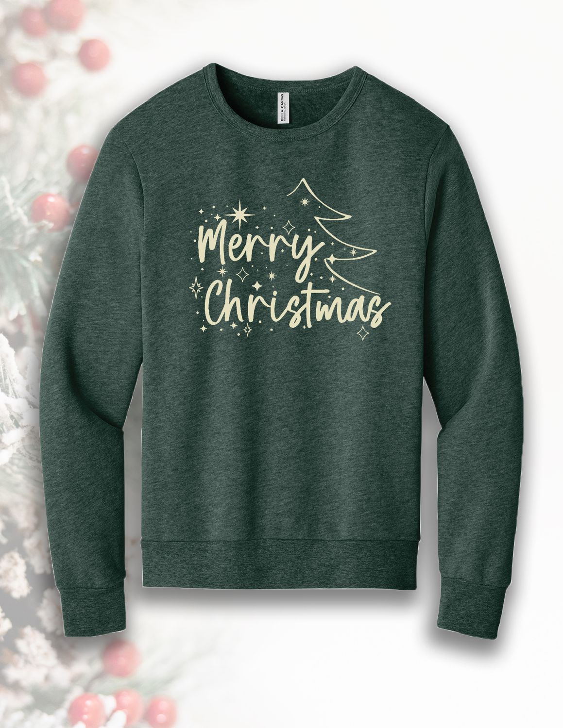 Christmas_ BELLA+CANVAS® Unisex Sponge Fleece Classic Crewneck Sweatshirt BC3911 Tree Christmas