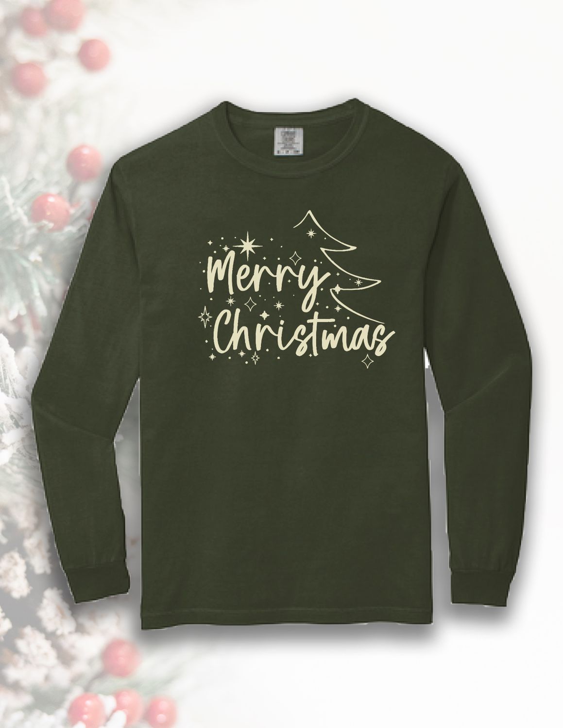 Christmas _ Comfort Colors ® Heavyweight Ring Spun Long Sleeve Tee 6014 Tree Christmas