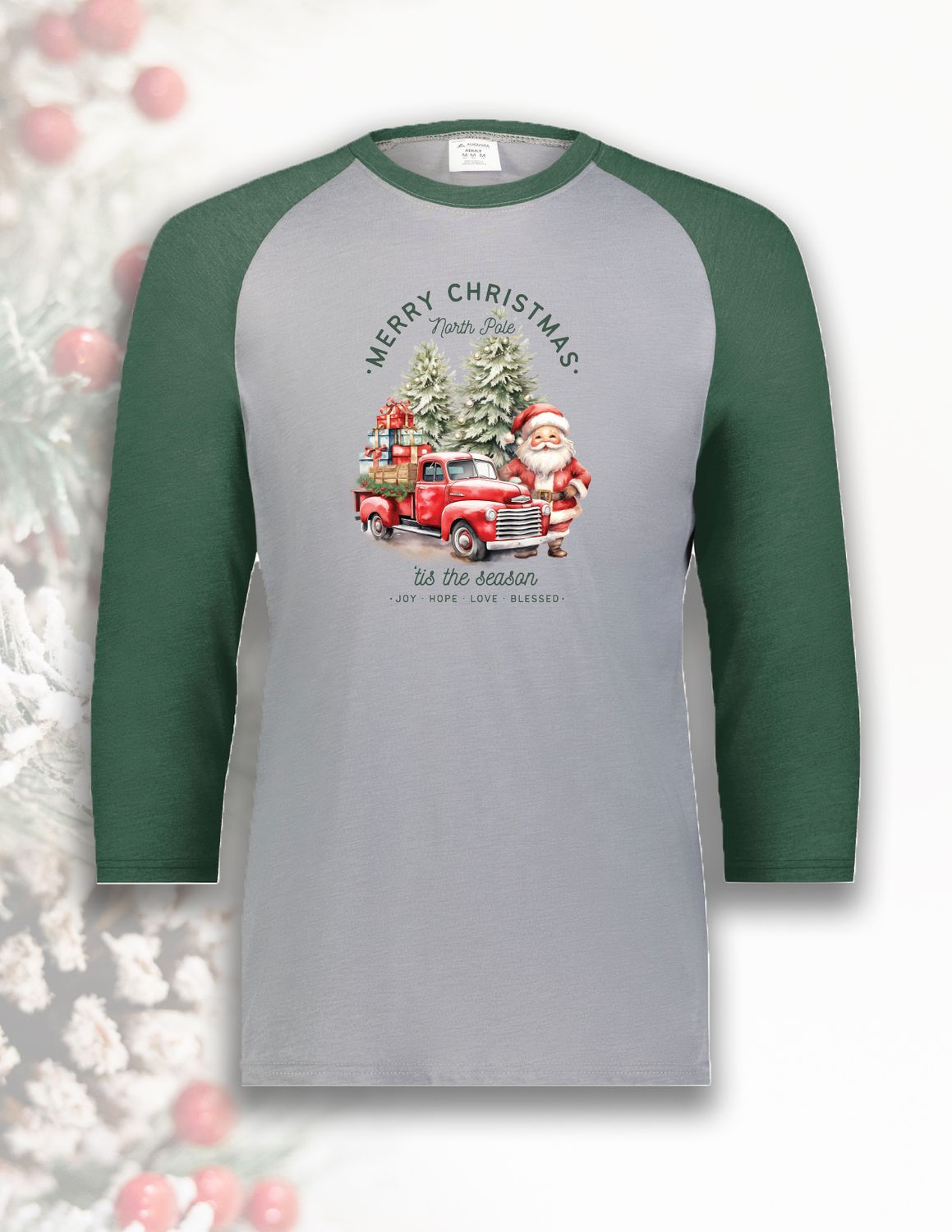 Christmas _ Gameday Vintage 3/4 Tee Red Truck 6879