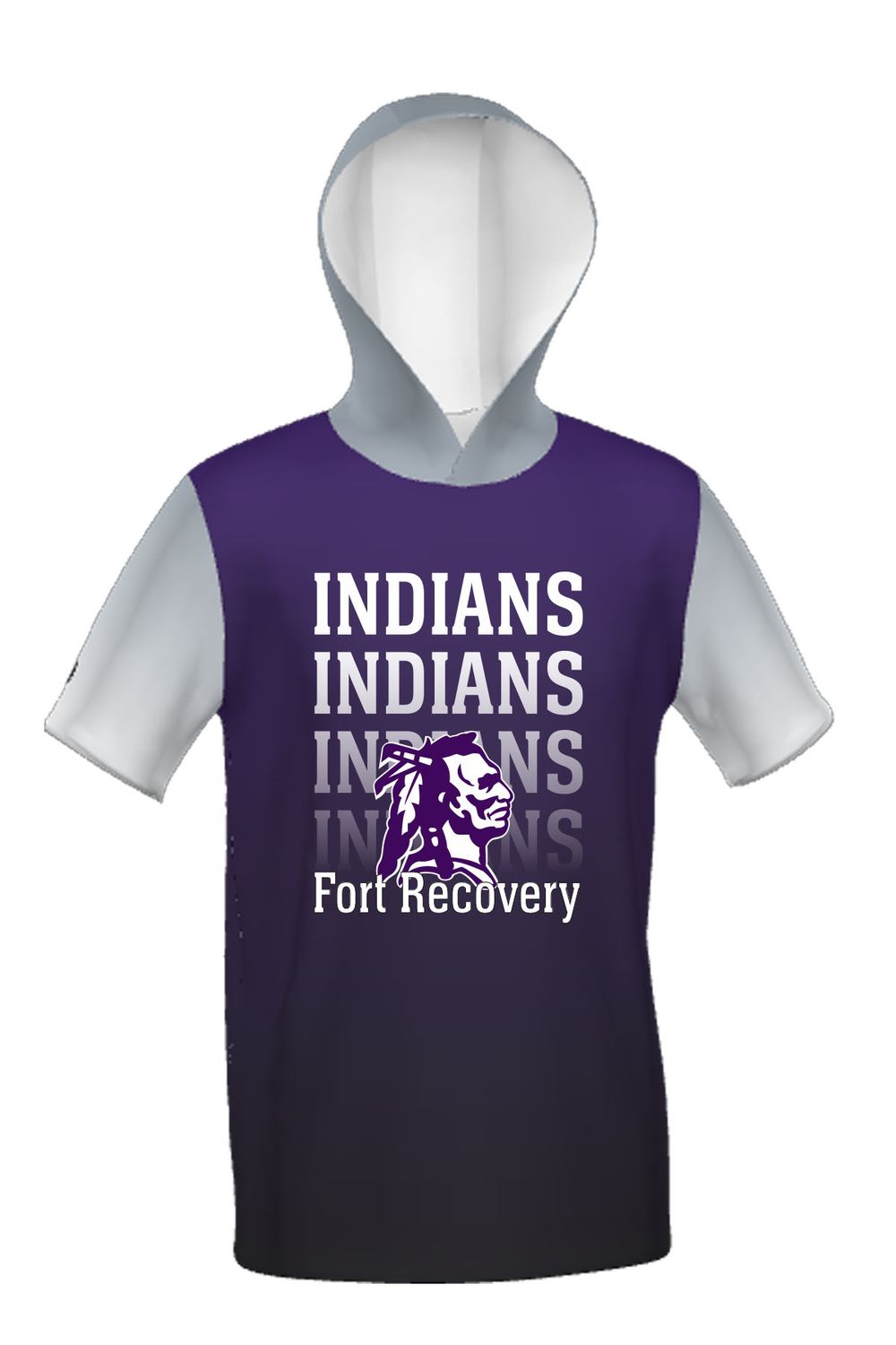 Fort Recovery_ Cotton Touch Short Sleeve Hoodie _ Sublimated Grey Sleeves