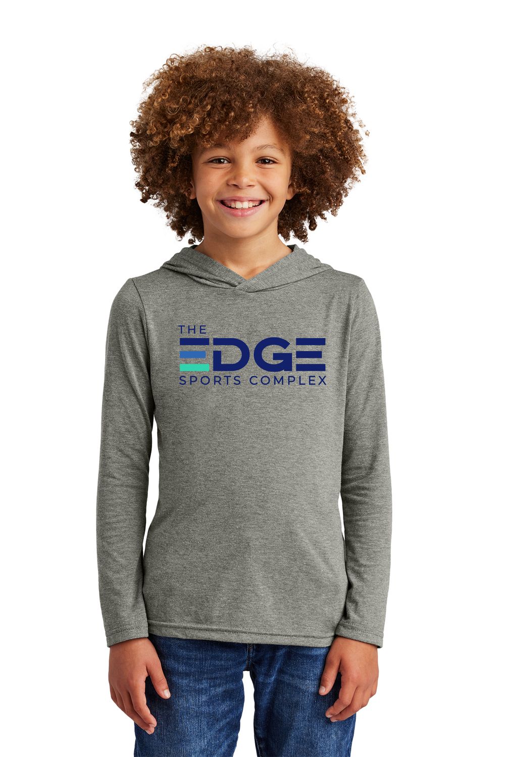 THE EDGE _  YOUTH Long Sleeve Hoodie DT139Y, Color: GREY FROST _ SPORTS COMPLEX, Size: YOUTH XS