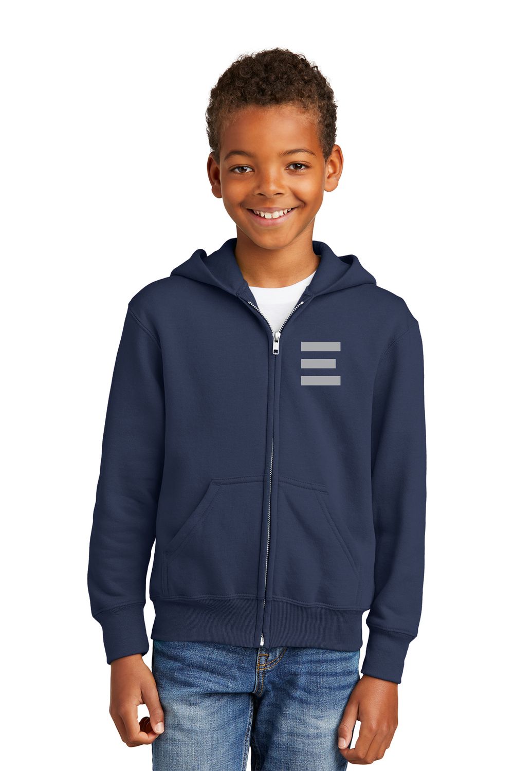 THE EDGE - YOUTH Fleece Full Zip PC90YZH, Color: NAVY, Size: YOUTH SMALL