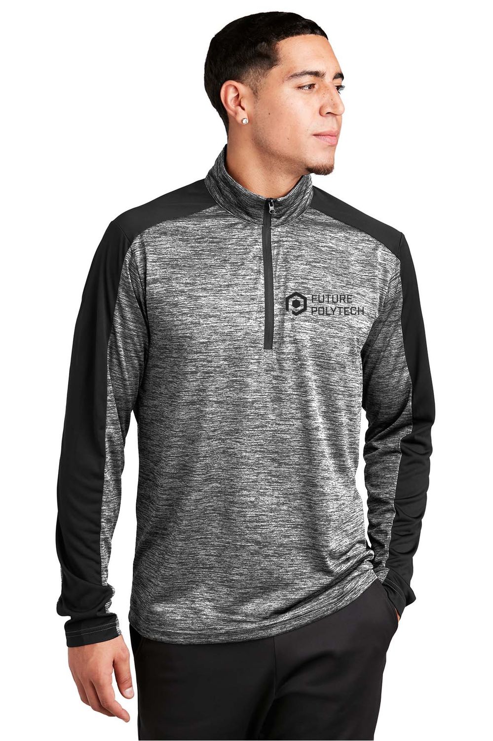 Sport-Tek® PosiCharge® Electric Heather Color block 1/4-Zip Pullover. ST397