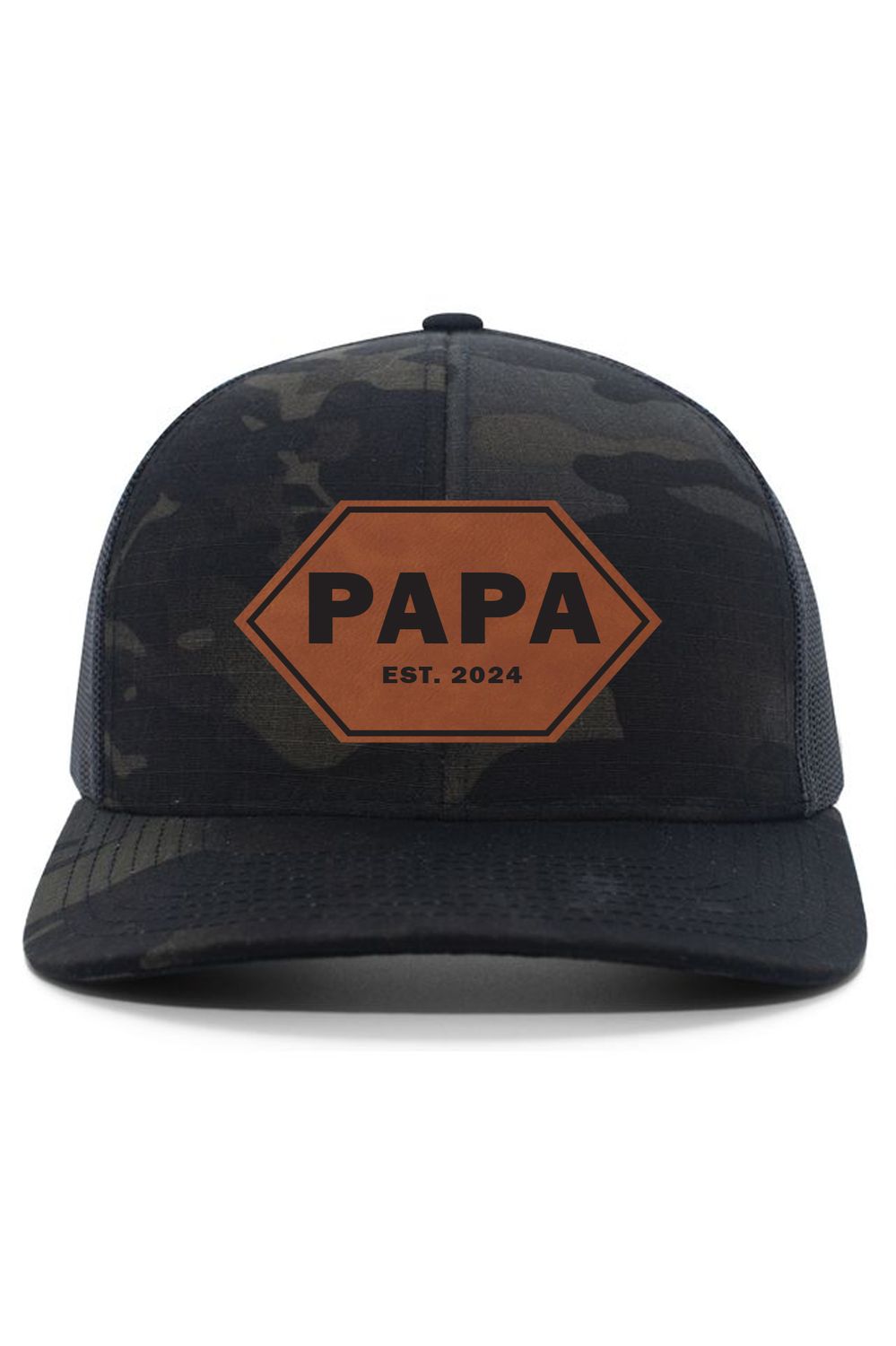 Multicam Trucker Snapback Cap _ DAD Leather Patch