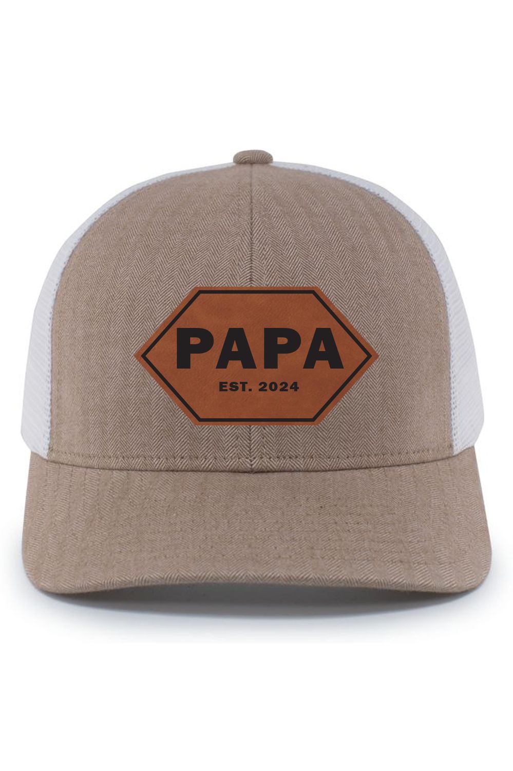 Herringbone Trucker Cap _ DAD Leather Patch