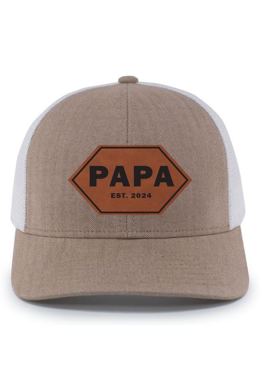 Herringbone Trucker Cap _ DAD Leather Patch