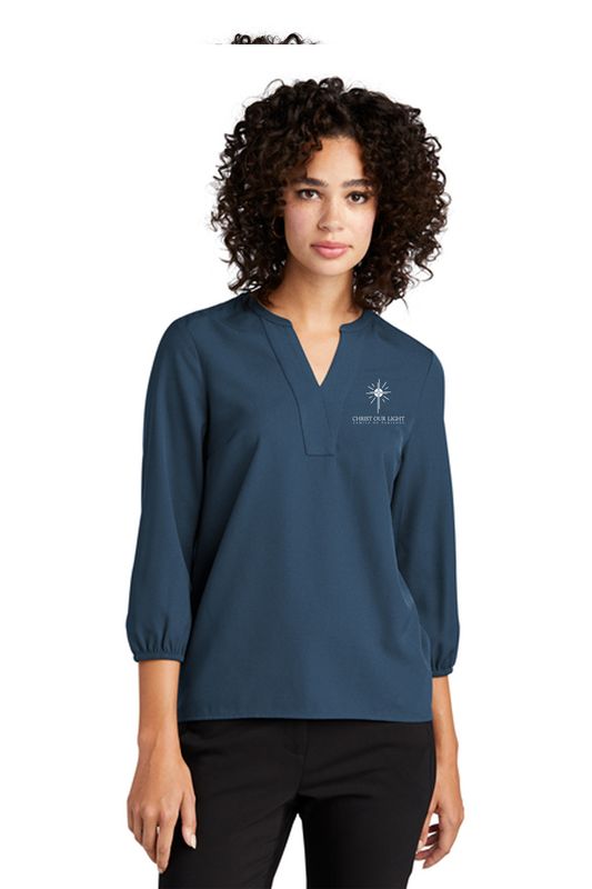Mercer+Mettle Women&#39;s Stretch Crepe 3/4-Sleeve Blousec _ Christ Our Light