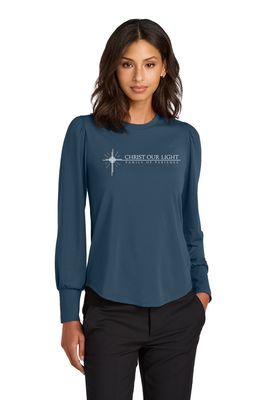 Mercer+Mettle Women’s Stretch Jersey Long Sleeve Blouson Top _ Christ Our Light