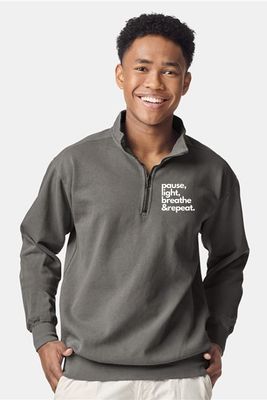 Pause Light Breathe Left Chest _ Garment-Dyed Quarter Zip Sweatshirt - 1580