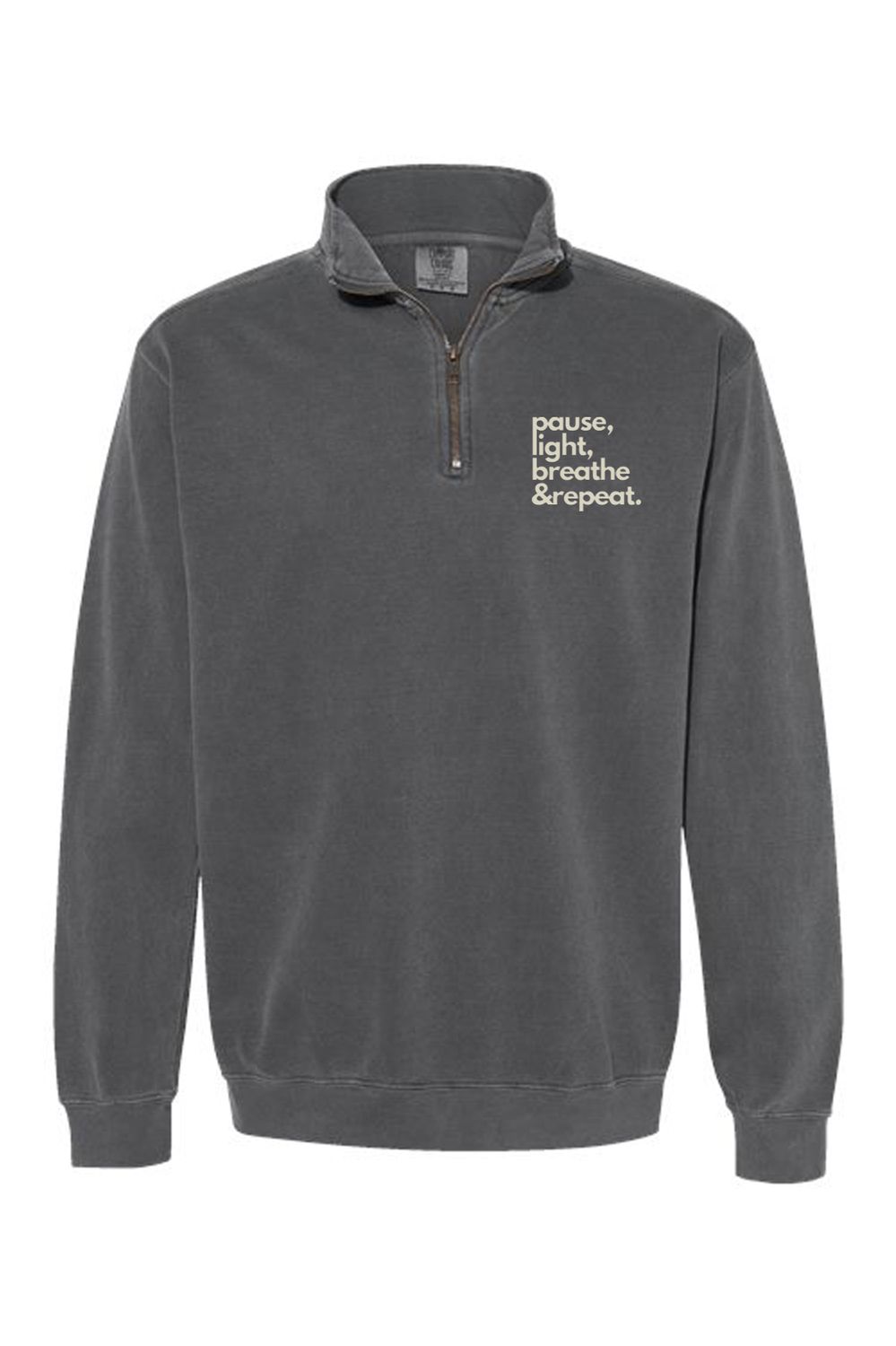 Pause Light Breathe Left Chest _ Garment-Dyed Quarter Zip Sweatshirt - 1580