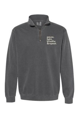 Pause Light Breathe Left Chest _ Garment-Dyed Quarter Zip Sweatshirt - 1580