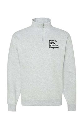 Pause Light Breathe Left Chest _ Nublend® Cadet Collar Quarter-Zip Sweatshirt - 995MR