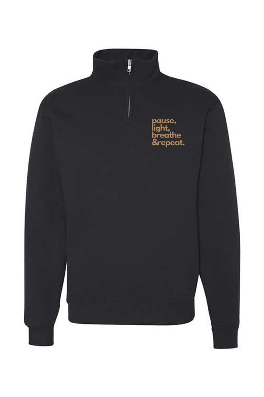 Pause Light Breathe Left Chest _ Nublend® Cadet Collar Quarter-Zip Sweatshirt - 995MR