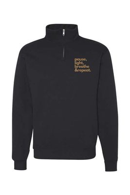 Pause Light Breathe Left Chest _ Nublend® Cadet Collar Quarter-Zip Sweatshirt - 995MR