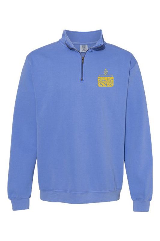 Floral Candle _ Garment-Dyed Quarter Zip Sweatshirt - 1580