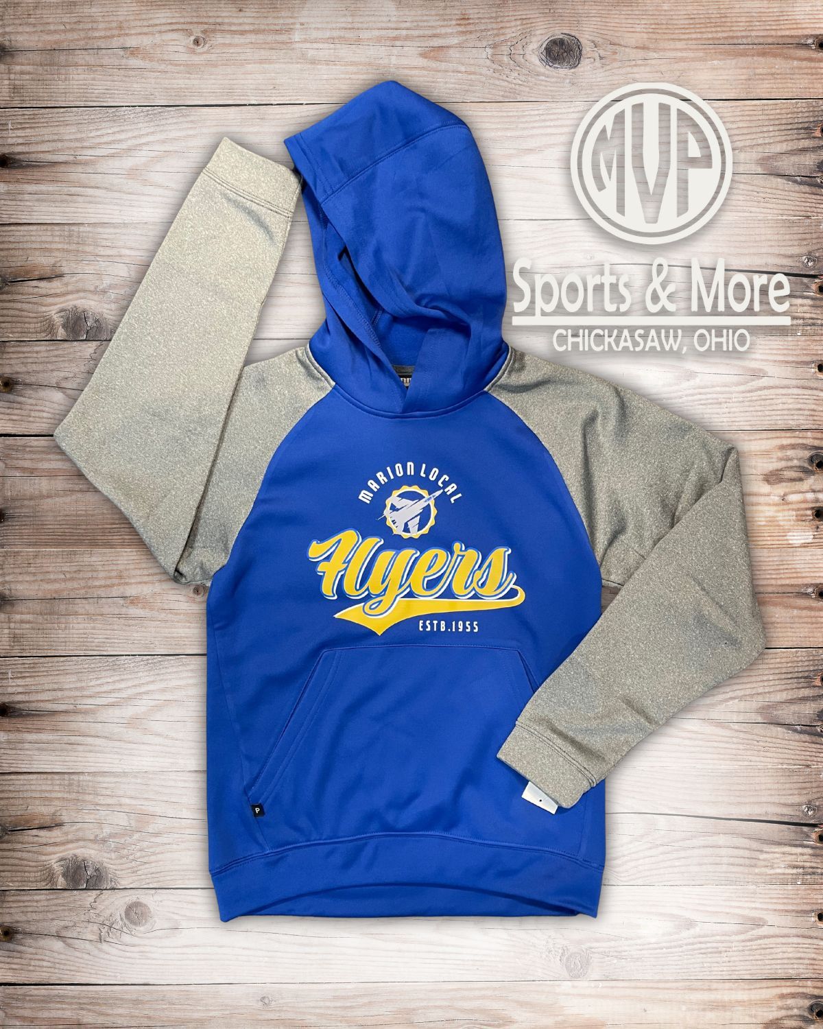 Pennant Youth Interceptor Hoodie - Royal/Grey - Retro Tail Design - ML - Y1720