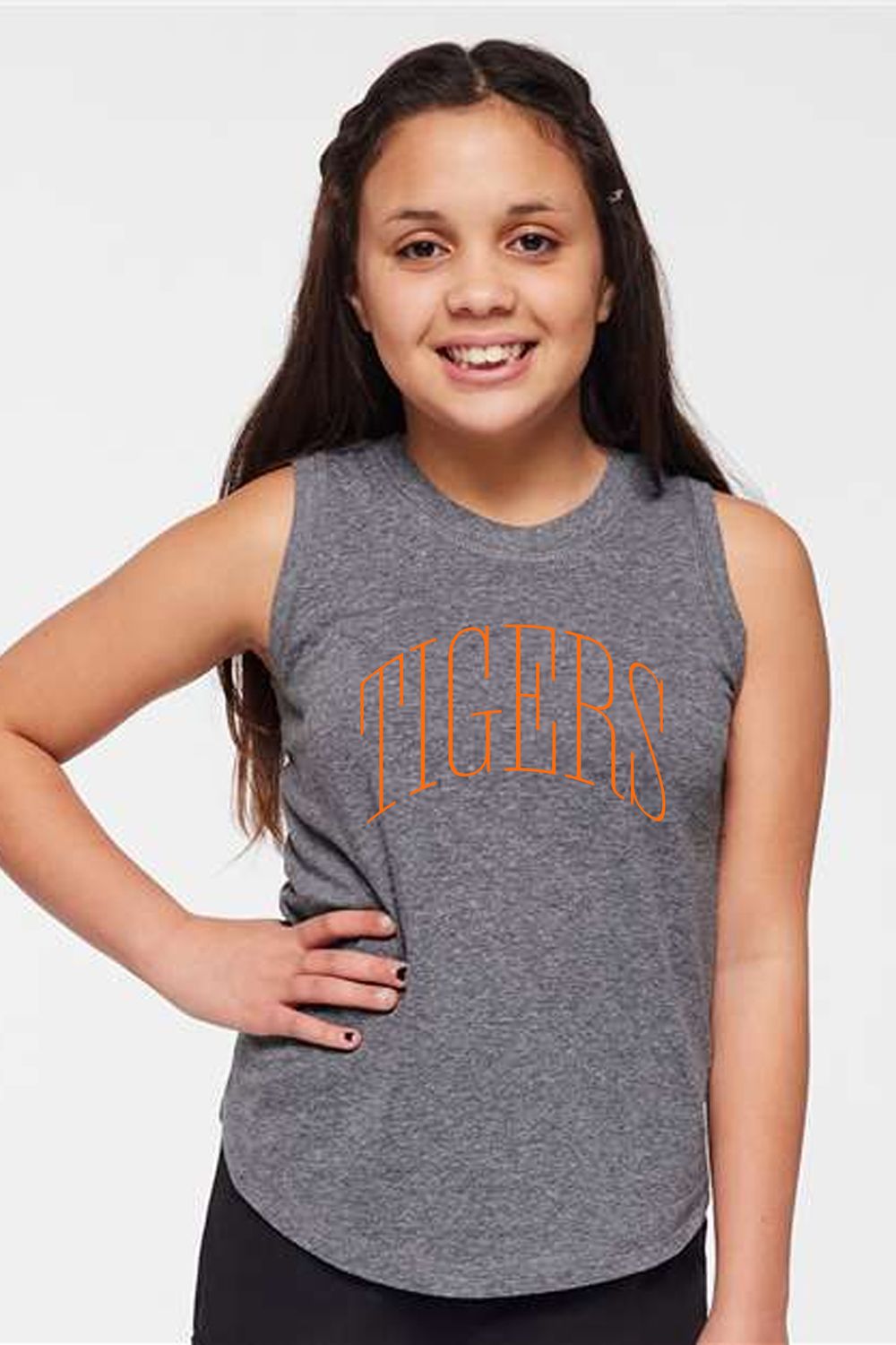 Girls&#39; Relaxed Fine Jersey Tank - THIN ARCH - Tigers- 2692