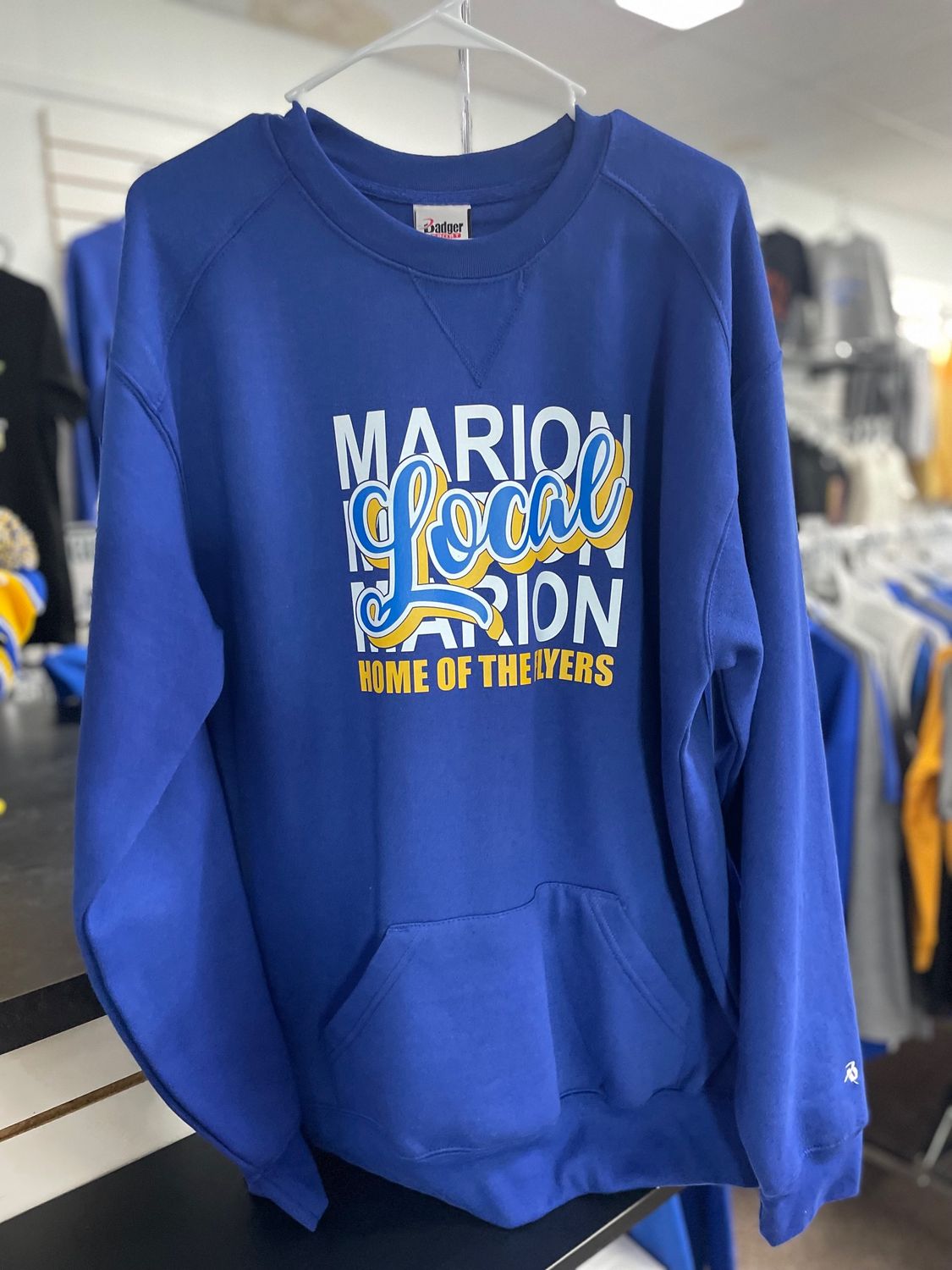 Badger Athletic Fleece Crewneck with Pocket ROYAL  LG