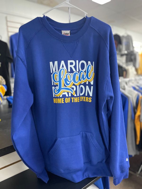 Badger Athletic Fleece Crewneck with Pocket ROYAL  LG