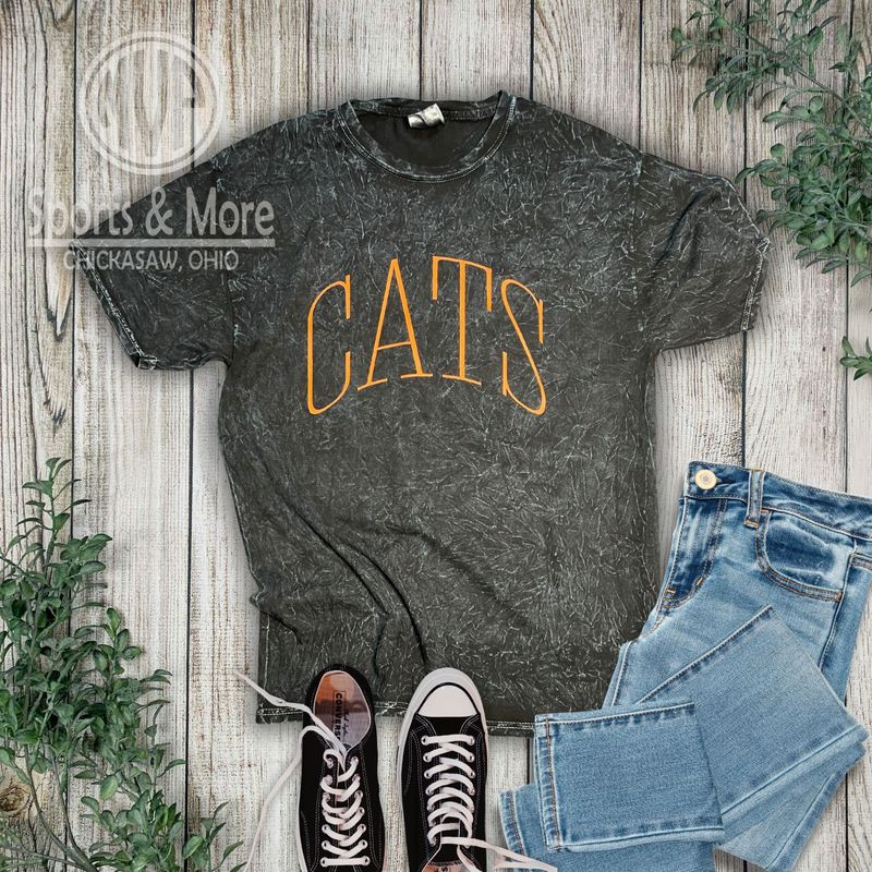Unisex Mineral Wash T-Shirt - Thin Arch - Cats - 1300