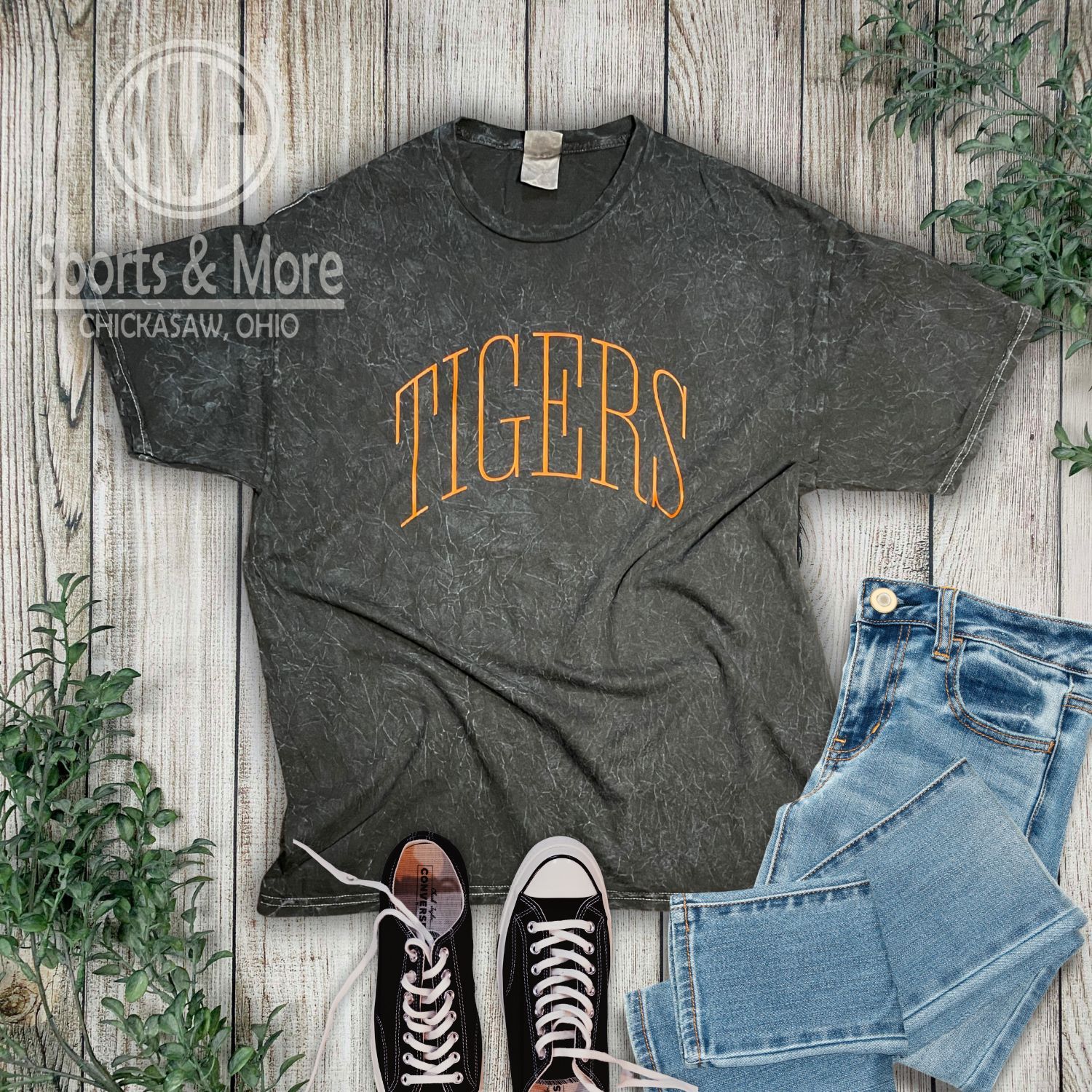 Unisex Mineral Wash T-Shirt - Thin Arch - Tigers - 1300
