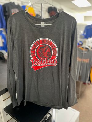 District® Women's Perfect Blend® CVC Long Sleeve Tee DT110 Heathered Charcoal XXL