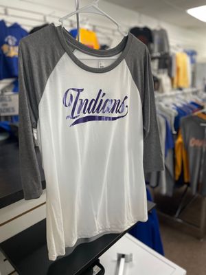 District Women's Perfect Tri 3/4-Sleeve Raglan. DM136L Grey Frost/ White L