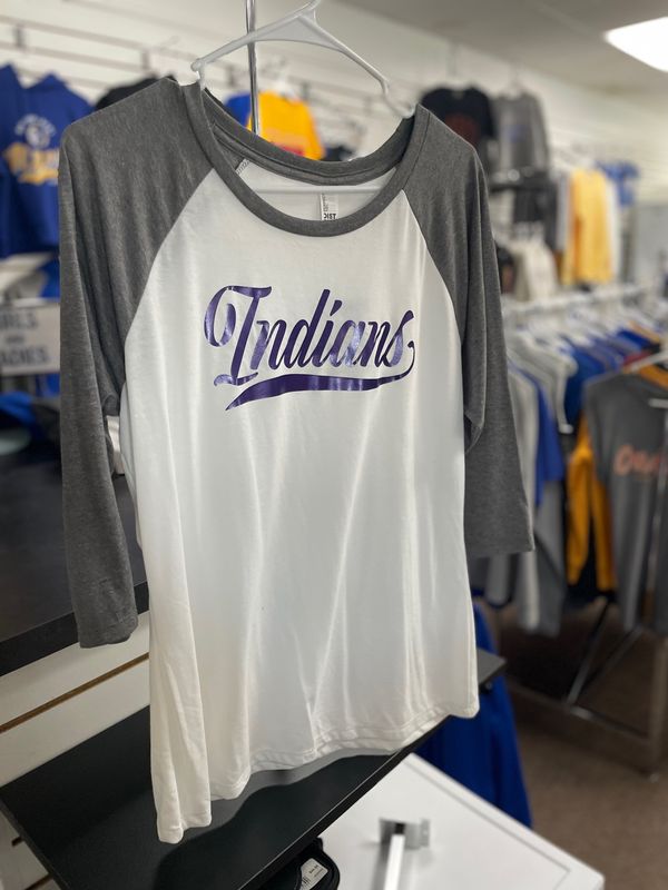 District Women&#39;s Perfect Tri 3/4-Sleeve Raglan. DM136L Grey Frost/ White L