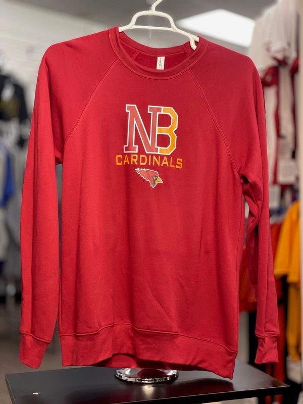 BELLA + CANVAS Sponge Fleece Raglan Crewneck Sweatshirt 3901 Cardinal L