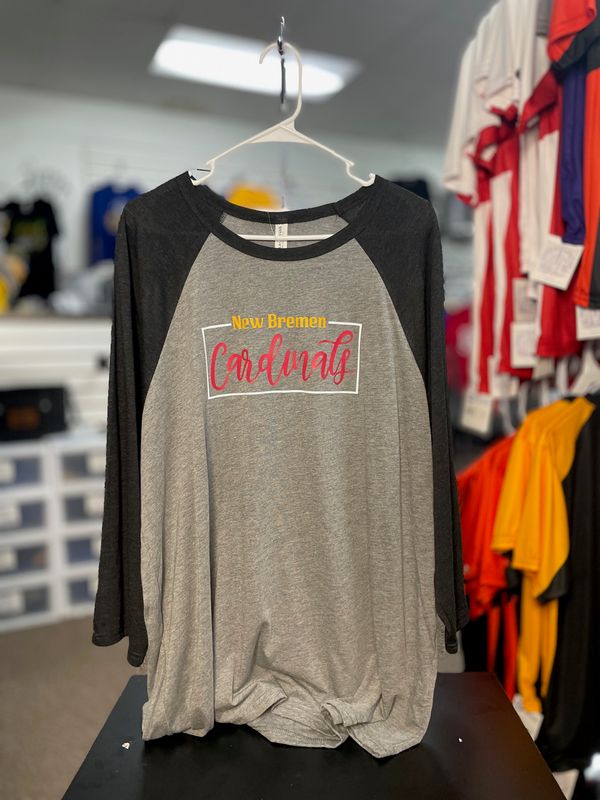 BELLA + CANVAS Unisex Three-Quarter Sleeve Baseball Tee_3200 Deep Heather/ Black 2XL