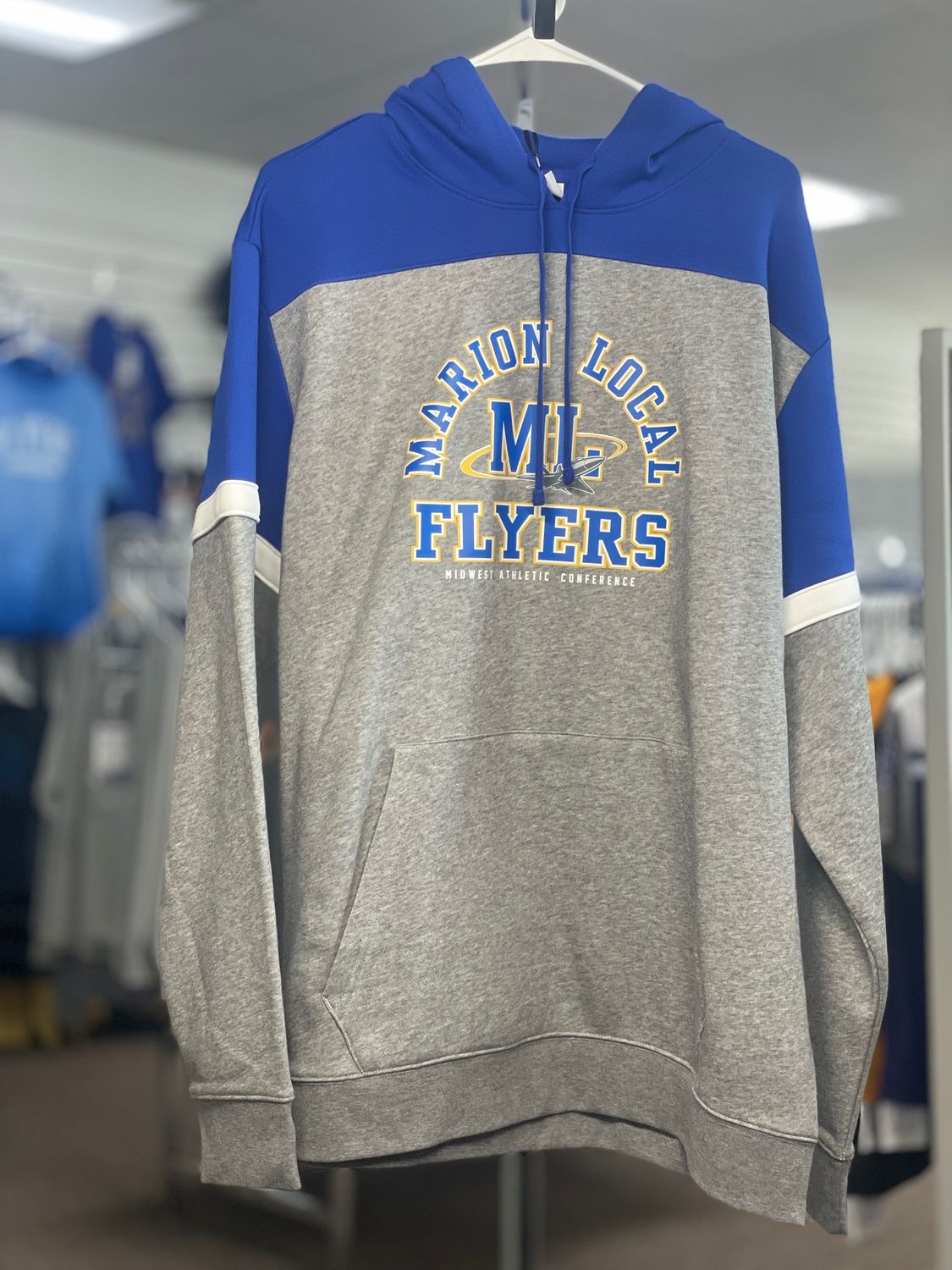 Sport-Tek® Drive Fleece Colorblock Hoodie STF205  True Royal/ Vintage Heather XL