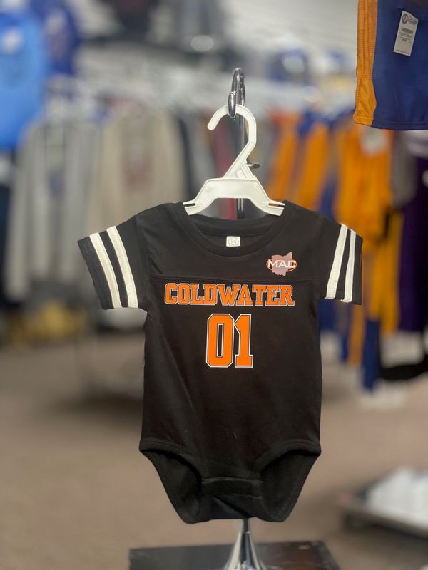 Rabbit Skins Infant Football Fine Jersey Bodysuit 4437 Black Solid/ White 18M