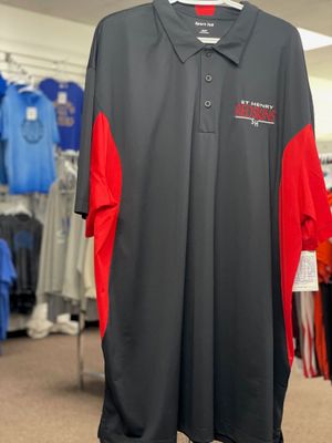 Sport-Tek Tall Side Blocked Micropique Sport-Wick Polo. TST655 Black/ True Red 4XLT