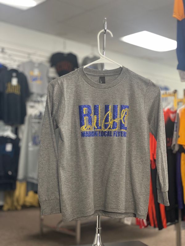 District® Youth Perfect Tri® Long Sleeve Tee DT132Y - Glitter Blue/Gold - ML Grey Frost YOUTH XL