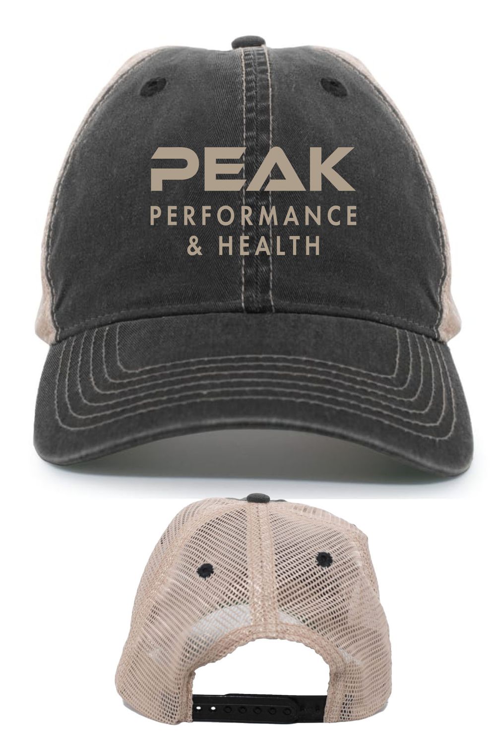 Vintage &quot;Dirty&quot; Trucker Snapback Cap V37 Black/Tan