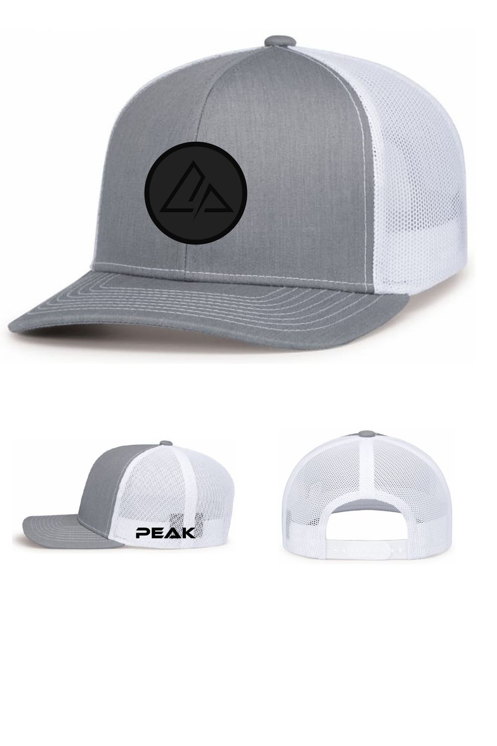 Contrast Stitch Trucker Snapback 104S Heather Grey/White with Patch