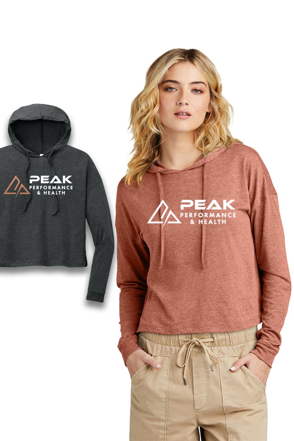 LADIES LIGHTWEIGHT CROP LONG SLEEVE WITH HOOD DT1390L