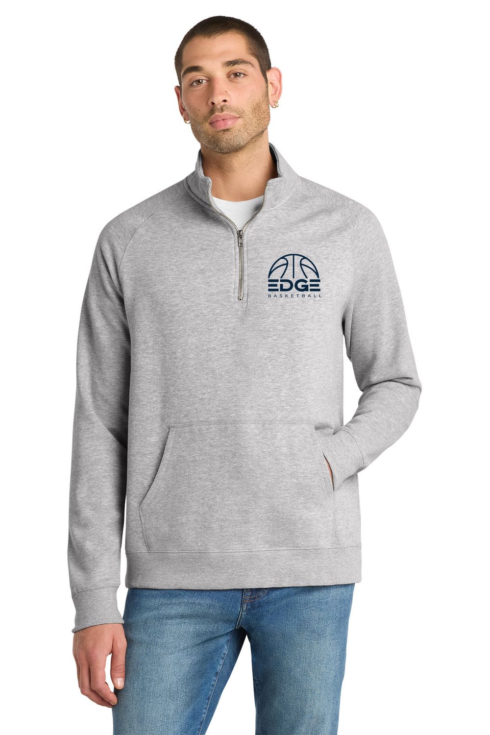THE EDGE _ Lightweight 1/4 Zip DM392 - Heather Grey - BB25 LEFT CHEST