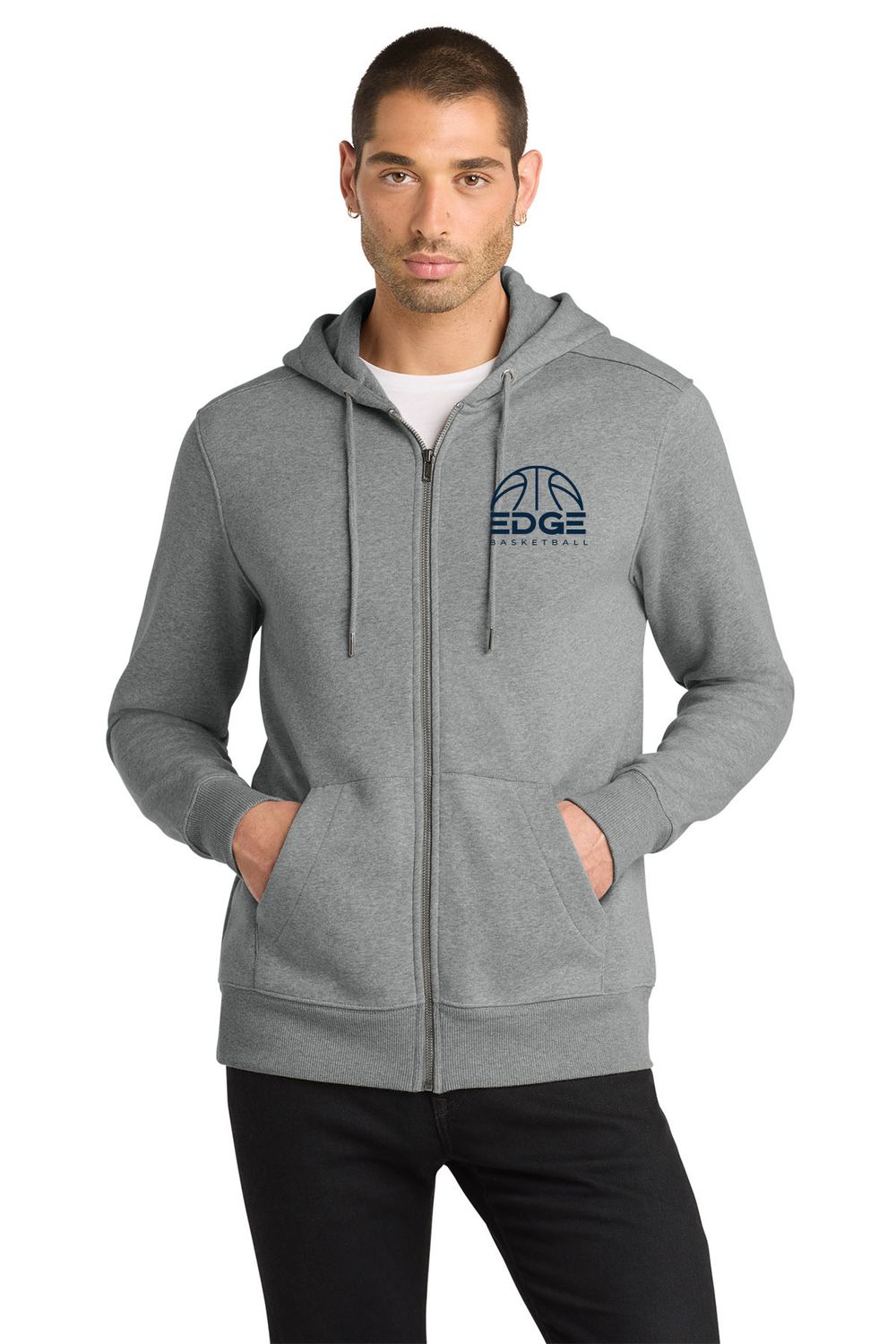 THE EDGE - ADULT Fleece Full Zip  DT1103 - HEATHERED STEEL - BB25 LEFT CHEST