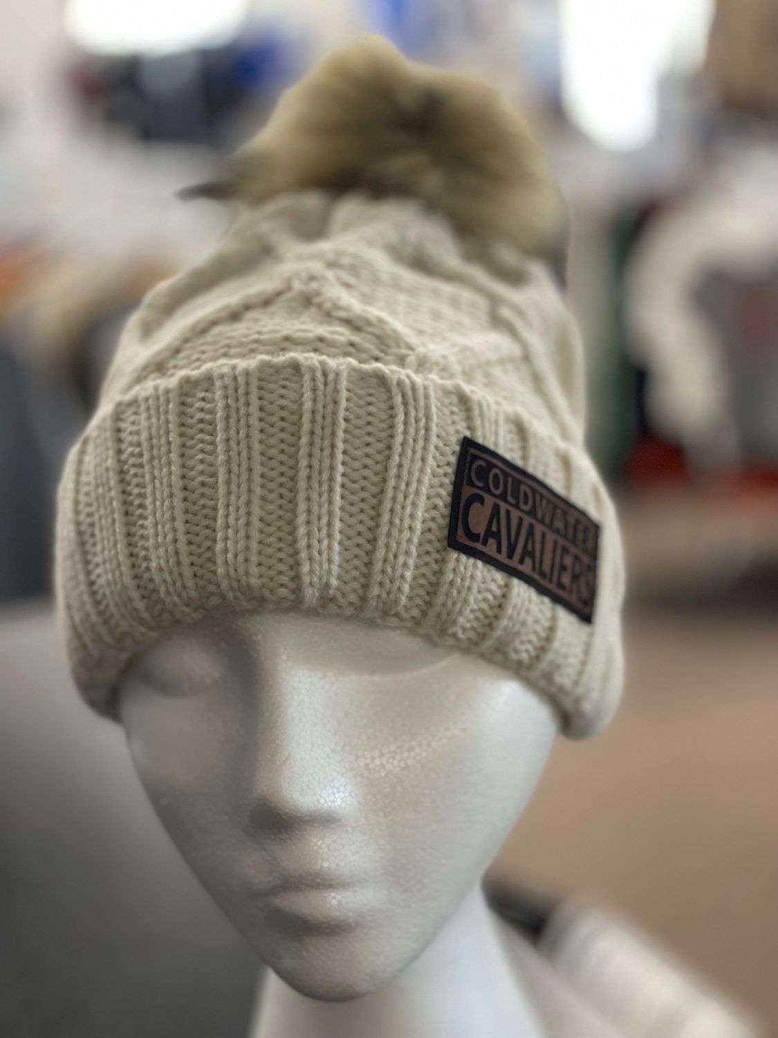 NE911  New Era ® Faux Fur Pom Beanie Ivory OSFA