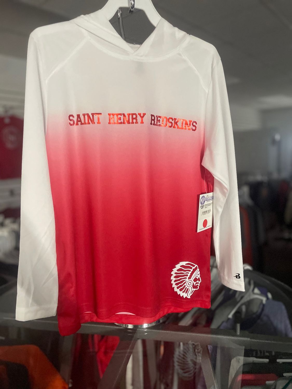 Badger Sport Ombre Hood Youth Tee 220500 Red Ombre S