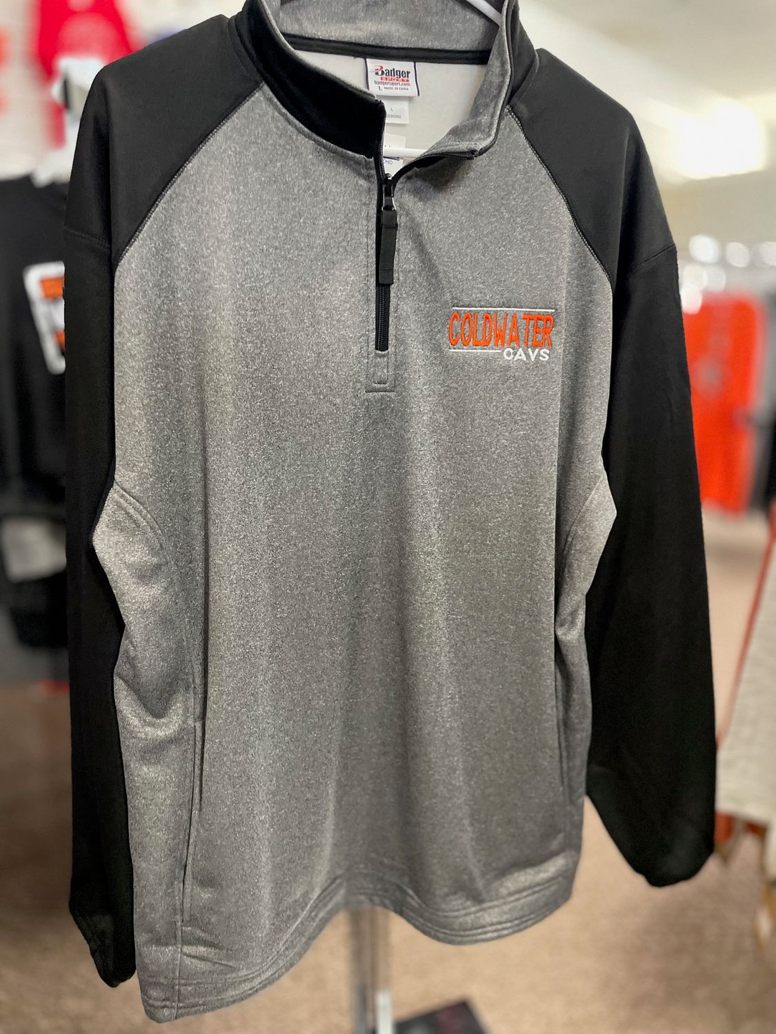 Badger Sport Sport Heather Fleece 1/ 4 Zip 148400 Steel Heather/Black L