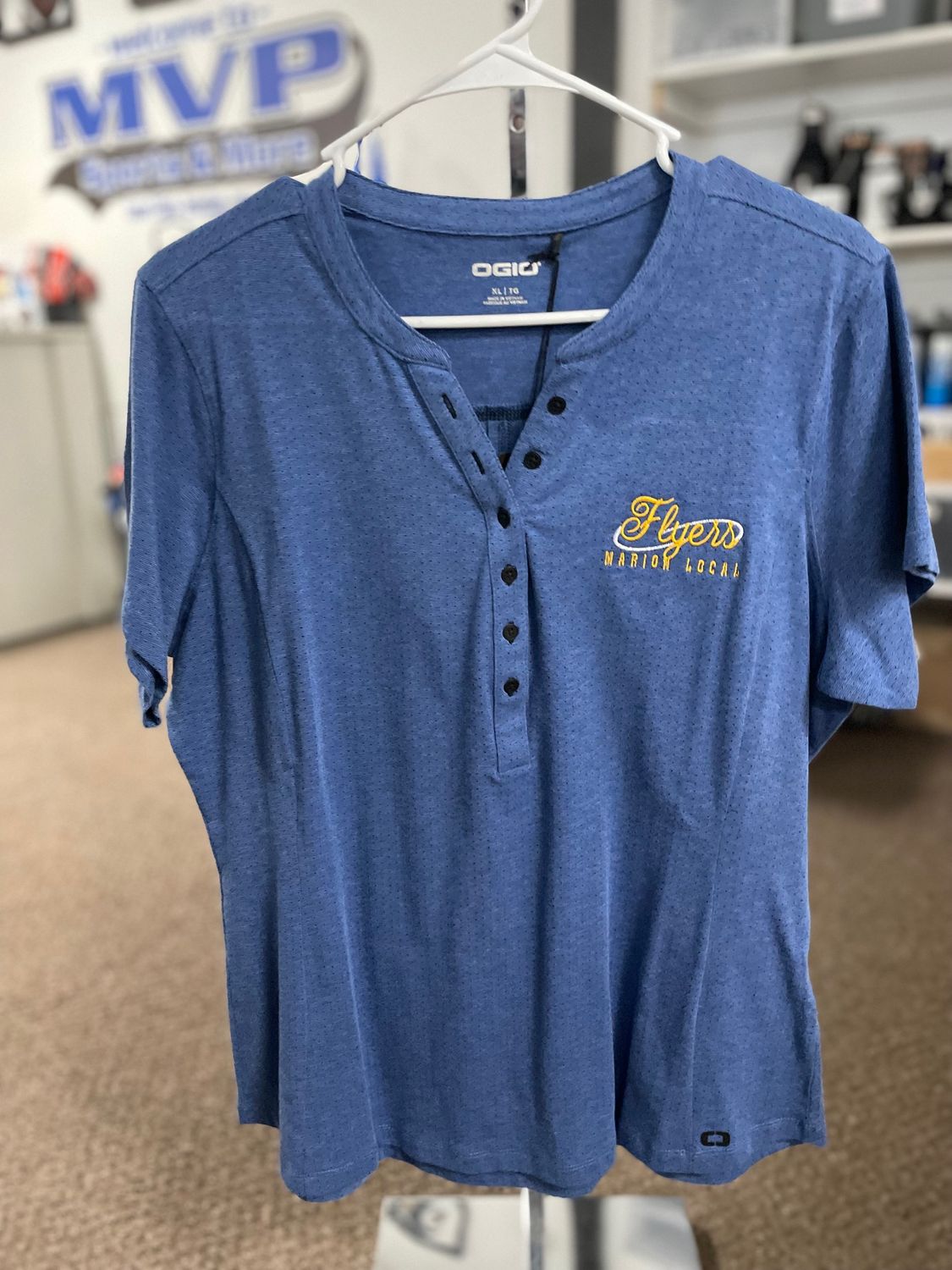 OGIO ® Ladies Tread Henley. LOG136 Blue Heather XL