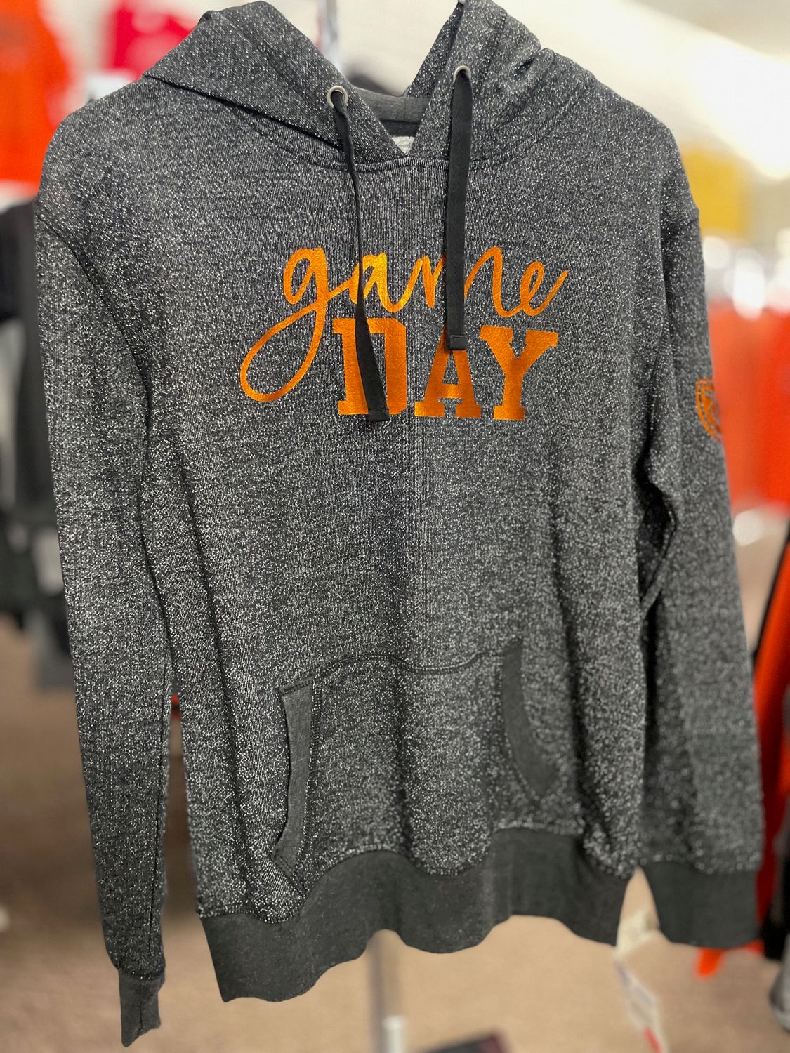 J. America Women's Glitter French Terry Hooded Sweatshirt 8860 Black/ Silver S