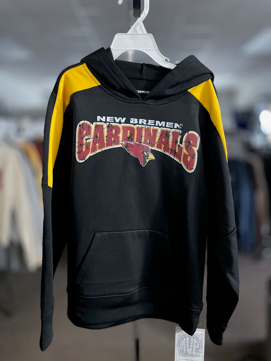 YST255  Sport-Tek® Youth Sport-Wick® Fleece United Pullover Hoodie Black/Gold XS