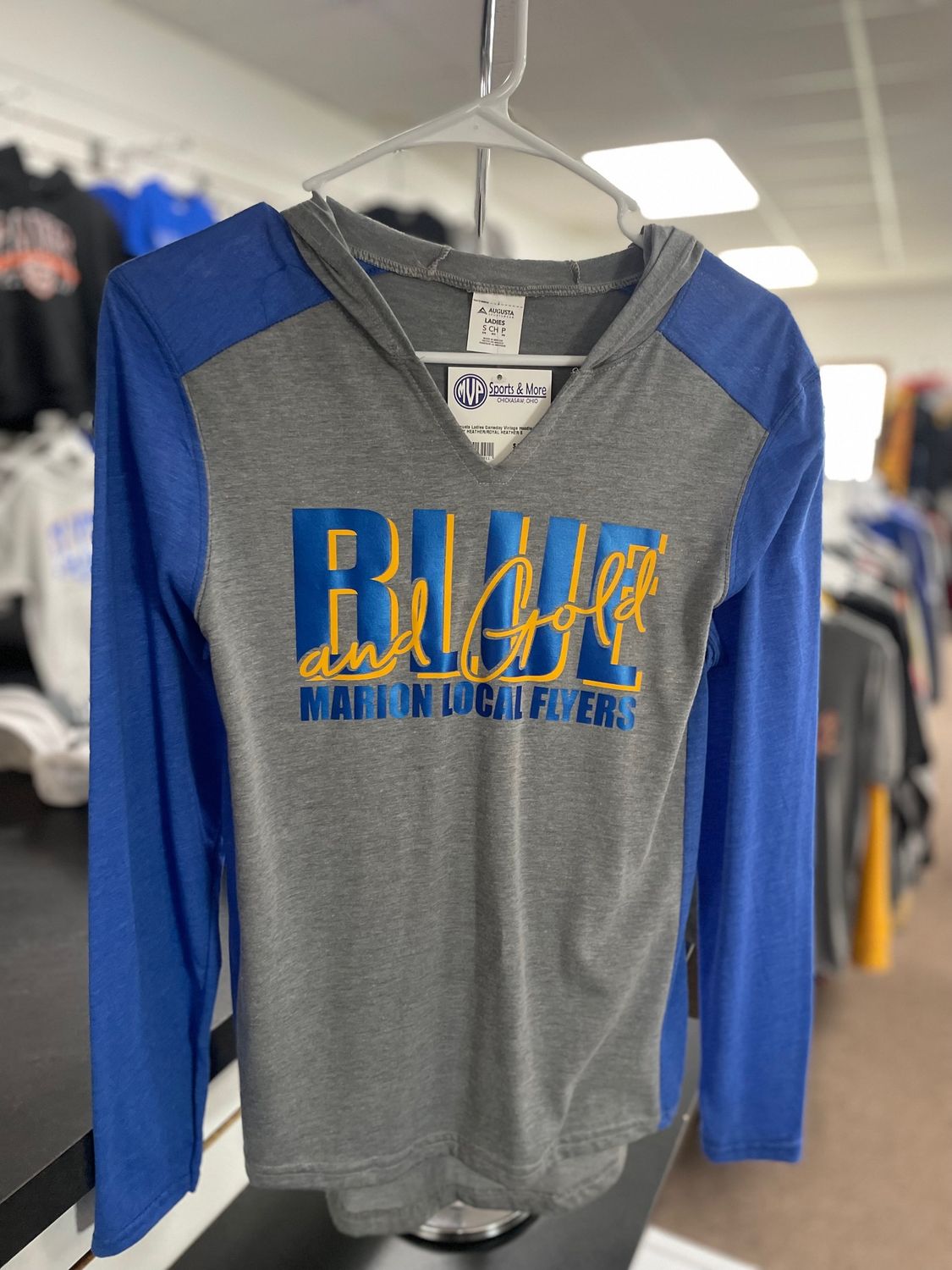 Augusta Ladies Gameday Vintage Hoodie GREY HEATHER/ROYAL HEATHER S